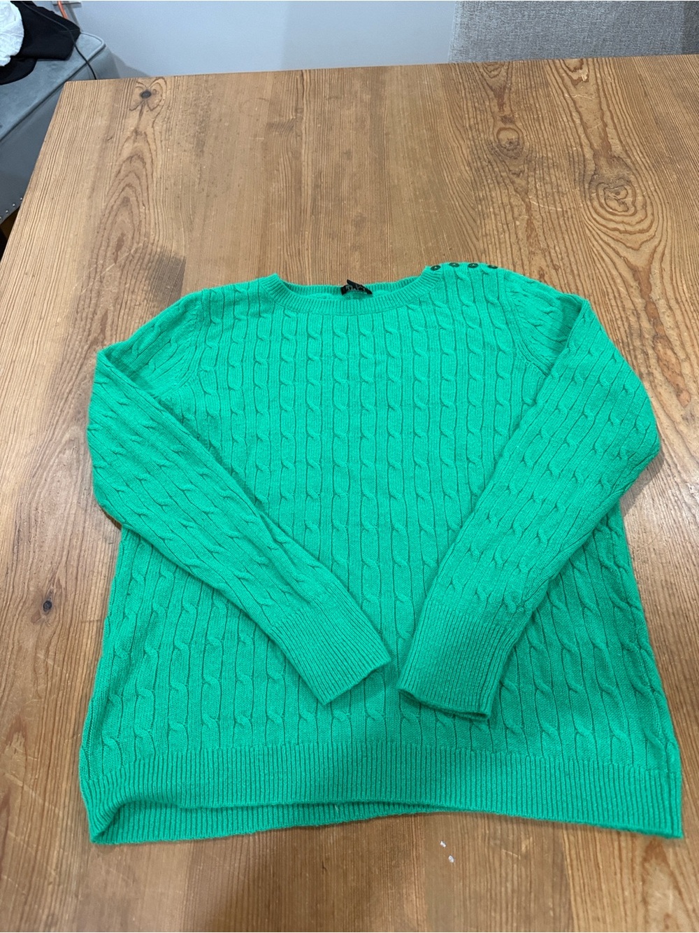 Talbots Cable-Knit Crewneck Sweater in Kelly Green